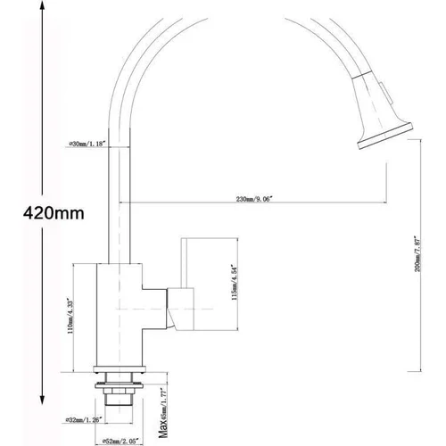 Tap Sink Mixer Pull out Spout Livorno - Image 3